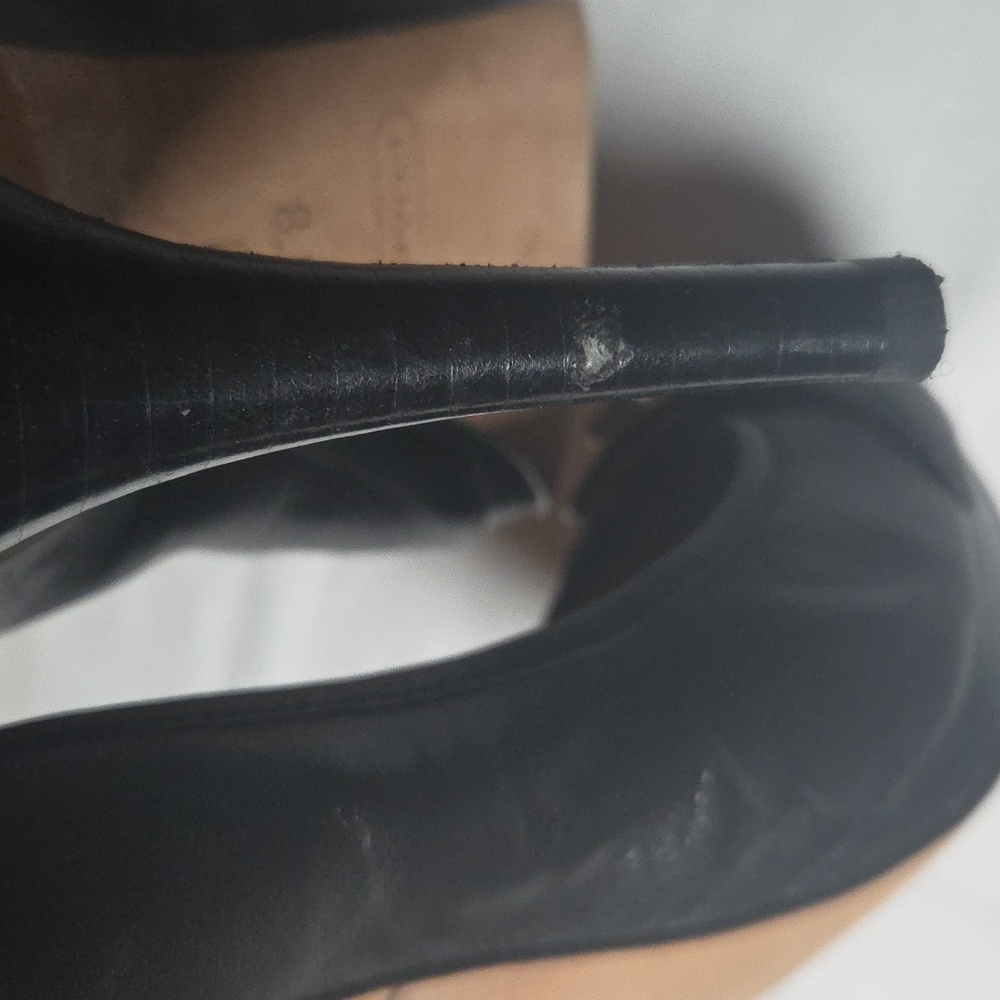 Coach Black Leather Heels with Silver Accent,4inch Sz 8.5. - Picture 6 of 6